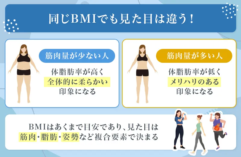 筋肉量が多いとBMIの数値は高くなりやすい