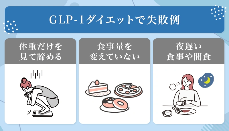 GLP-1ダイエットは体重変化を早く求めすぎたり食習慣の改善を意識できていないと失敗しやすい