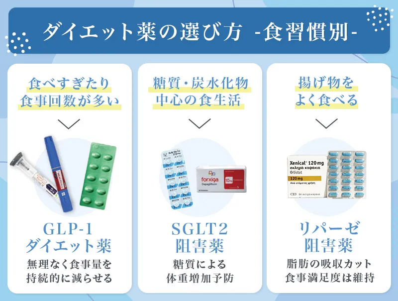 食習慣や食の傾向にあわせてダイエット薬を選ぶ