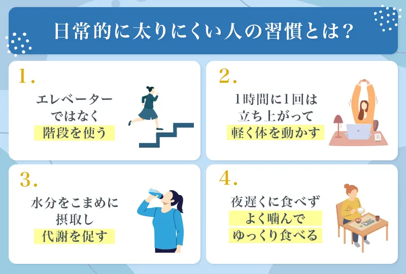 太りにくい人が日常的に行っている4つの習慣